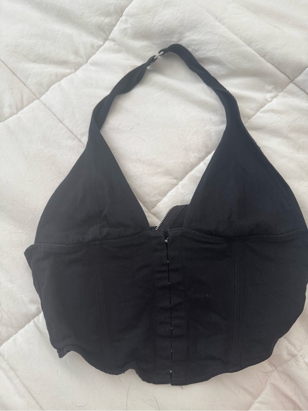 White Fox Boutique Black Halter Bustier Crop Top